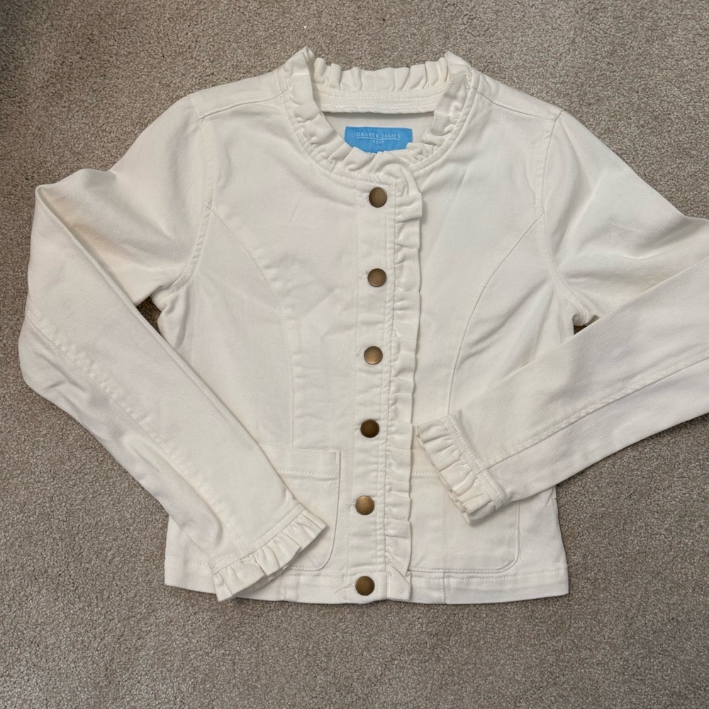 Draper James Cream Ruffle Trim Blazer